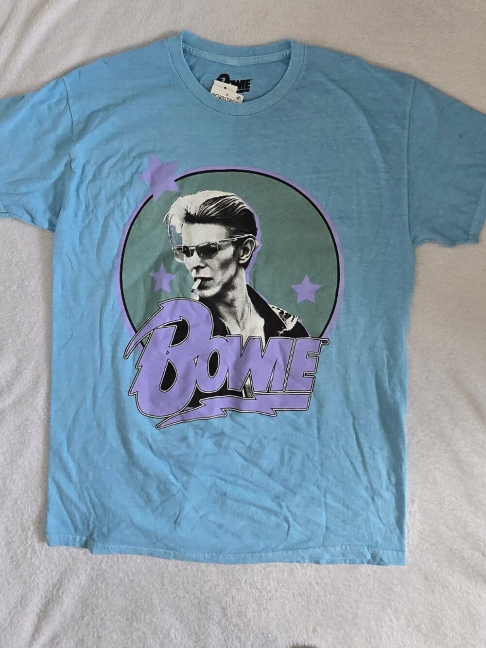 NWT David Bowie Graphic Tee Blue Band T-Shirt Rock Size M